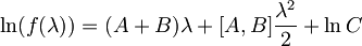 \ln( f(\lambda)) = (A+B)\lambda + [A,B] \frac{\lambda ^2}{2} + \ln C