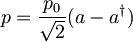 p=\frac{p_{0}}{\sqrt{2}}(a-a^\dagger)