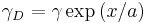 \gamma_{D}=\gamma\exp\left(x/a\right)