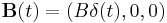 {\mathbf B}(t)=(B\delta(t), 0,0)